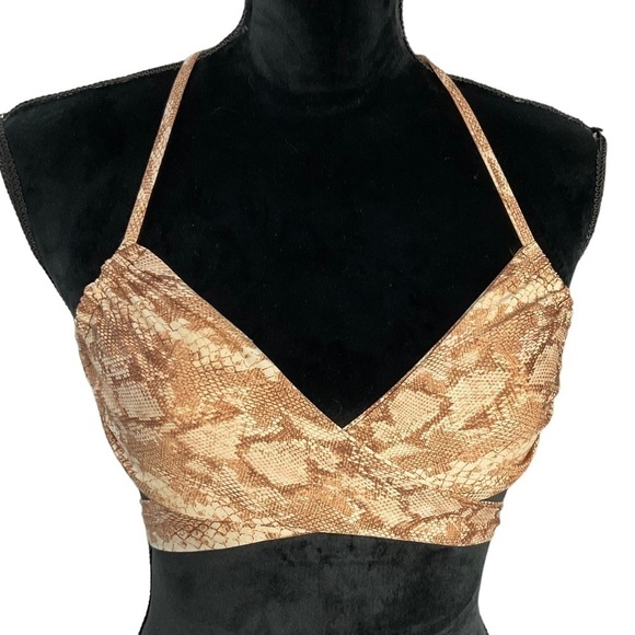 VITAMIN A Bikini Top Tan Reptile Print Size Medium - Picture 3 of 10